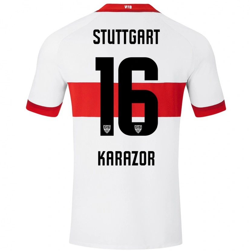 Danxen Niño Camiseta Atakan Karazor #16 Blanco Rojo 1ª Equipación 2024/25 La Camisa