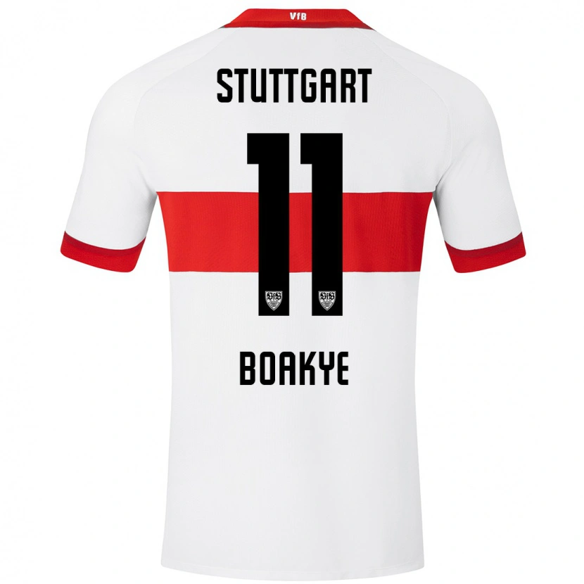 Danxen Niño Camiseta Benjamin Boakye #11 Blanco Rojo 1ª Equipación 2024/25 La Camisa