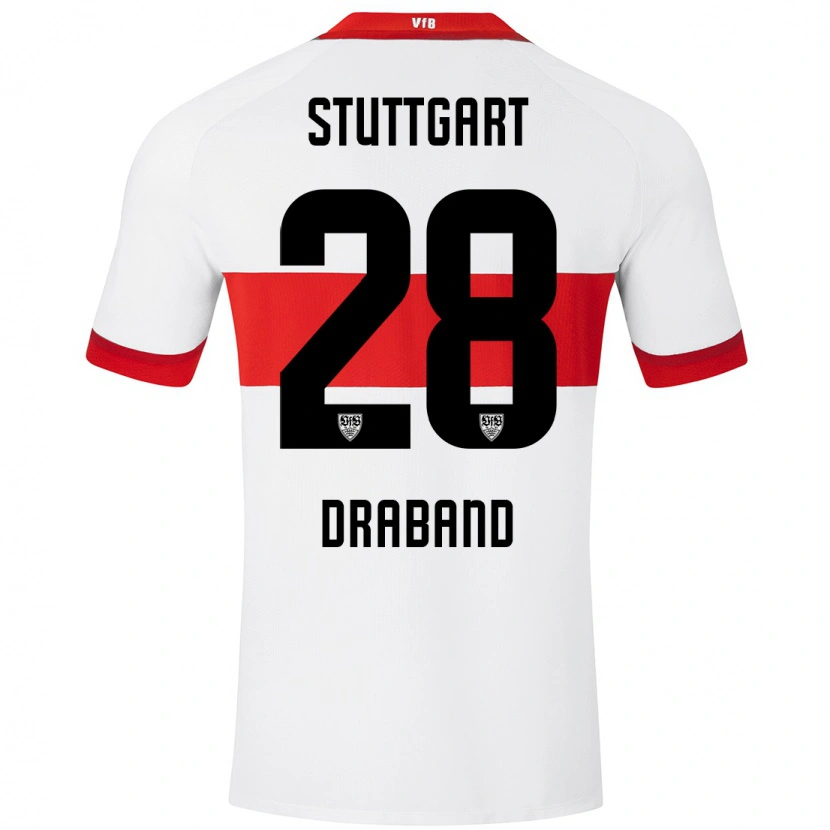 Danxen Niño Camiseta Dominik Draband #28 Blanco Rojo 1ª Equipación 2024/25 La Camisa