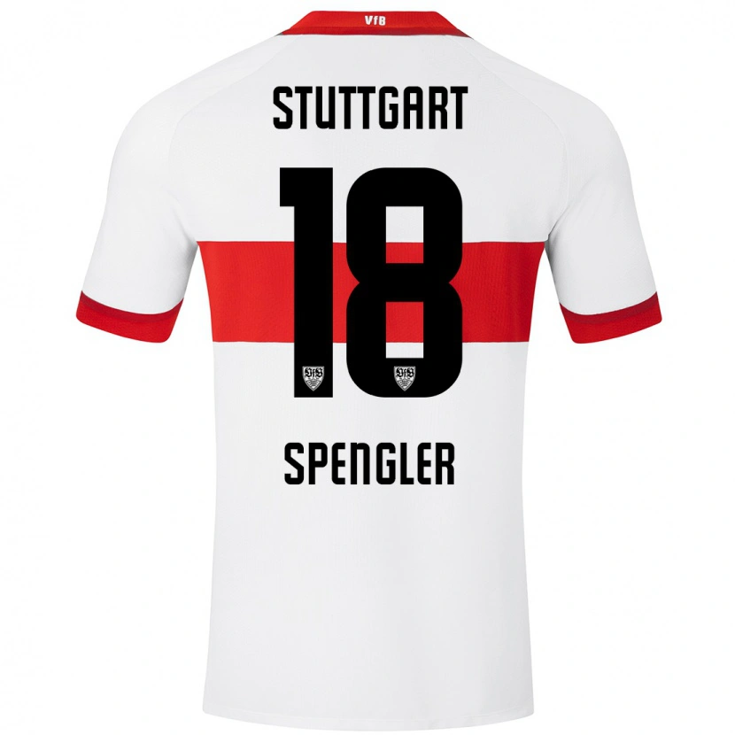 Danxen Niño Camiseta Jana Spengler #18 Blanco Rojo 1ª Equipación 2024/25 La Camisa