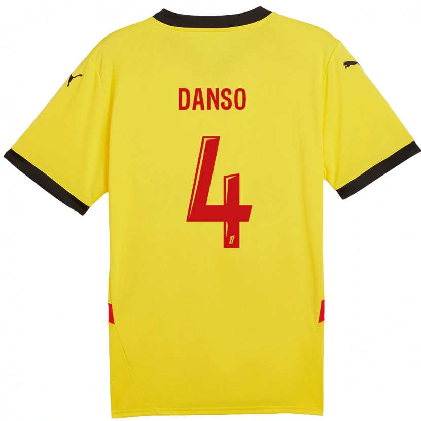 Danxen Niño Camiseta Kevin Danso #4 Amarillo Rojo 1ª Equipación 2024/25 La Camisa