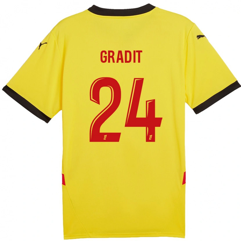 Danxen Niño Camiseta Jonathan Gradit #24 Amarillo Rojo 1ª Equipación 2024/25 La Camisa