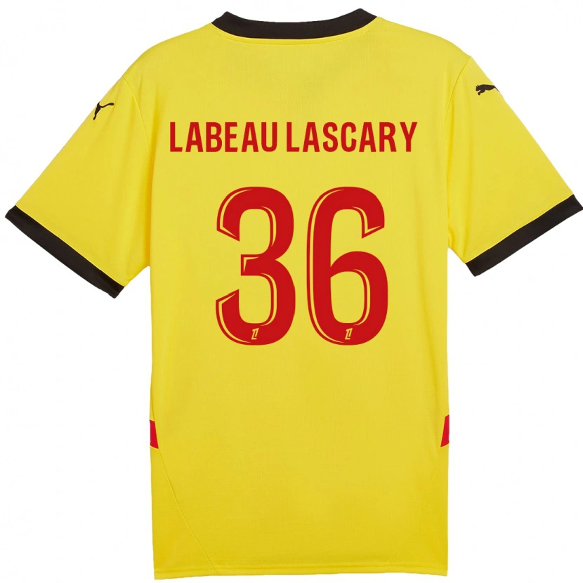 Danxen Niño Camiseta Rémy Labeau Lascary #36 Amarillo Rojo 1ª Equipación 2024/25 La Camisa