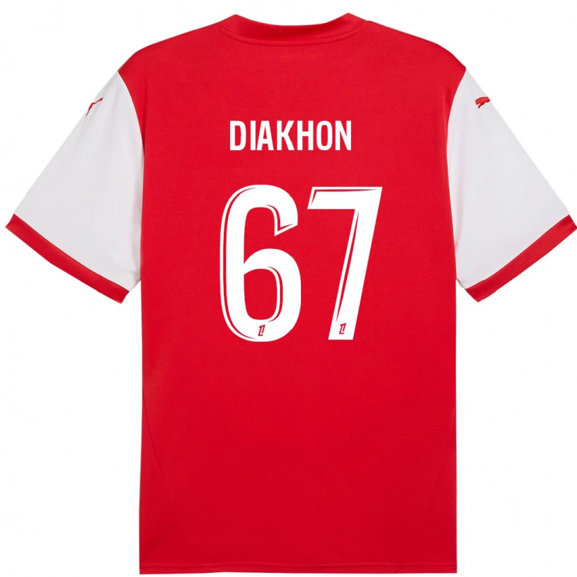 Danxen Niño Camiseta Mamadou Diakhon #67 Rojo Blanco 1ª Equipación 2024/25 La Camisa