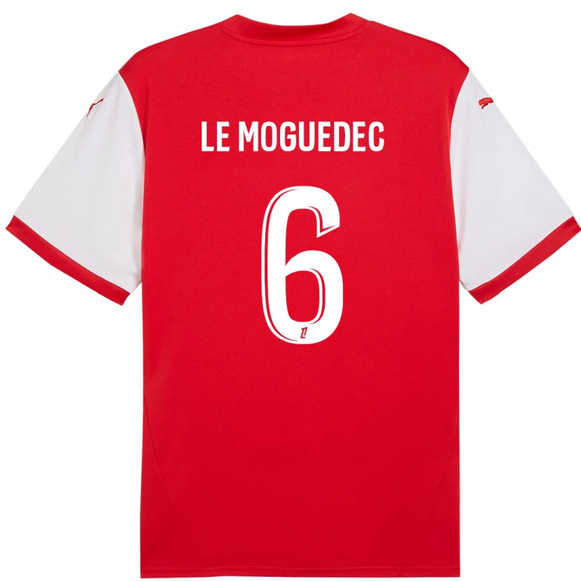 Danxen Niño Camiseta Anaële Le Moguédec #6 Rojo Blanco 1ª Equipación 2024/25 La Camisa