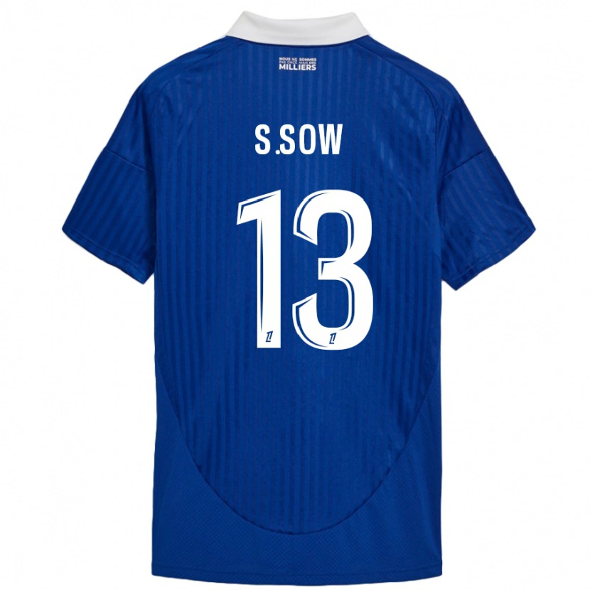 Danxen Niño Camiseta Saïdou Sow #13 Azul Blanco 1ª Equipación 2024/25 La Camisa