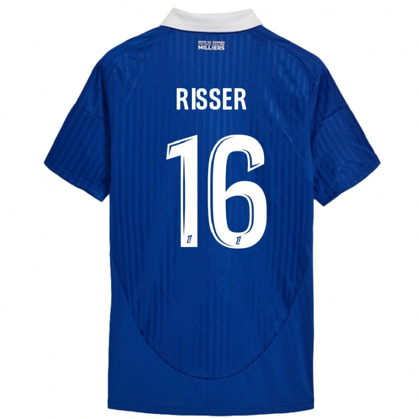 Danxen Niño Camiseta Robin Risser #16 Azul Blanco 1ª Equipación 2024/25 La Camisa