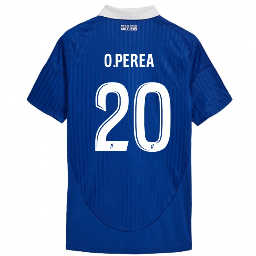 Danxen Niño Camiseta Óscar Perea #20 Azul Blanco 1ª Equipación 2024/25 La Camisa