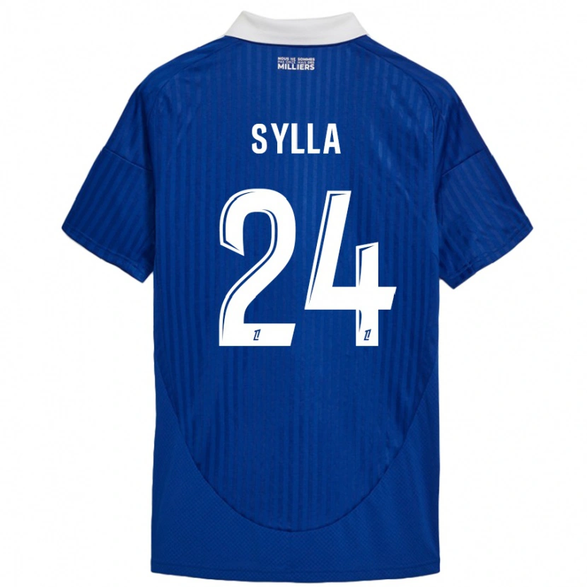 Danxen Niño Camiseta Abakar Sylla #24 Azul Blanco 1ª Equipación 2024/25 La Camisa