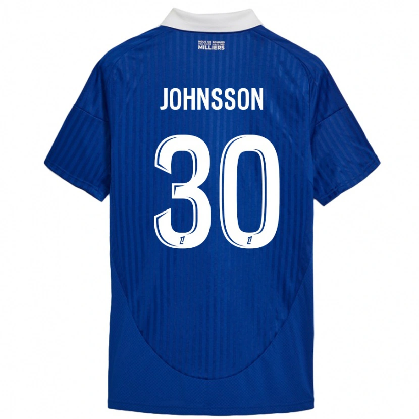 Danxen Niño Camiseta Karl-Johan Johnsson #30 Azul Blanco 1ª Equipación 2024/25 La Camisa