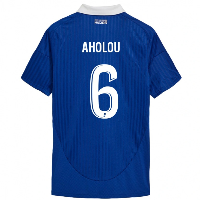Danxen Niño Camiseta Jean-Eudes Aholou #6 Azul Blanco 1ª Equipación 2024/25 La Camisa