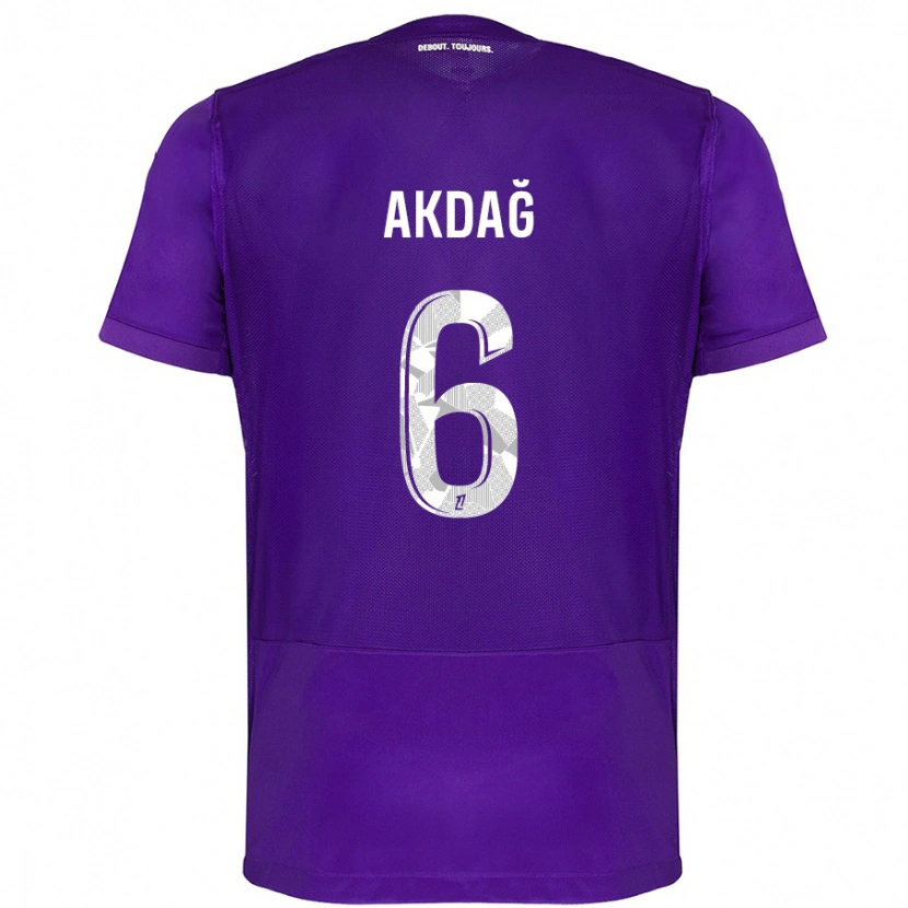 Danxen Niño Camiseta Ümit Akdağ #6 Morado Blanco 1ª Equipación 2024/25 La Camisa