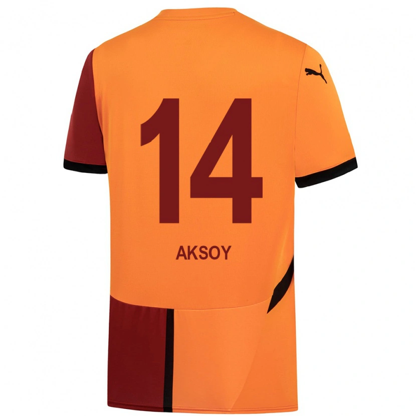 Danxen Niño Camiseta Berkan Aksoy #14 Amarillo Rojo 1ª Equipación 2024/25 La Camisa