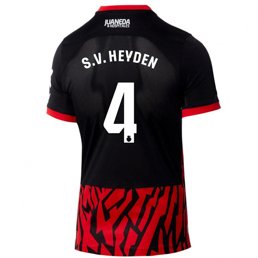 Danxen Niño Camiseta Siebe Van Der Heyden #4 Negro Rojo 1ª Equipación 2024/25 La Camisa