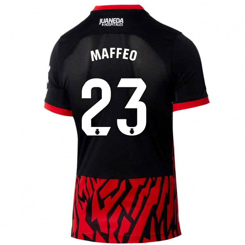 Danxen Niño Camiseta Pablo Maffeo #23 Negro Rojo 1ª Equipación 2024/25 La Camisa