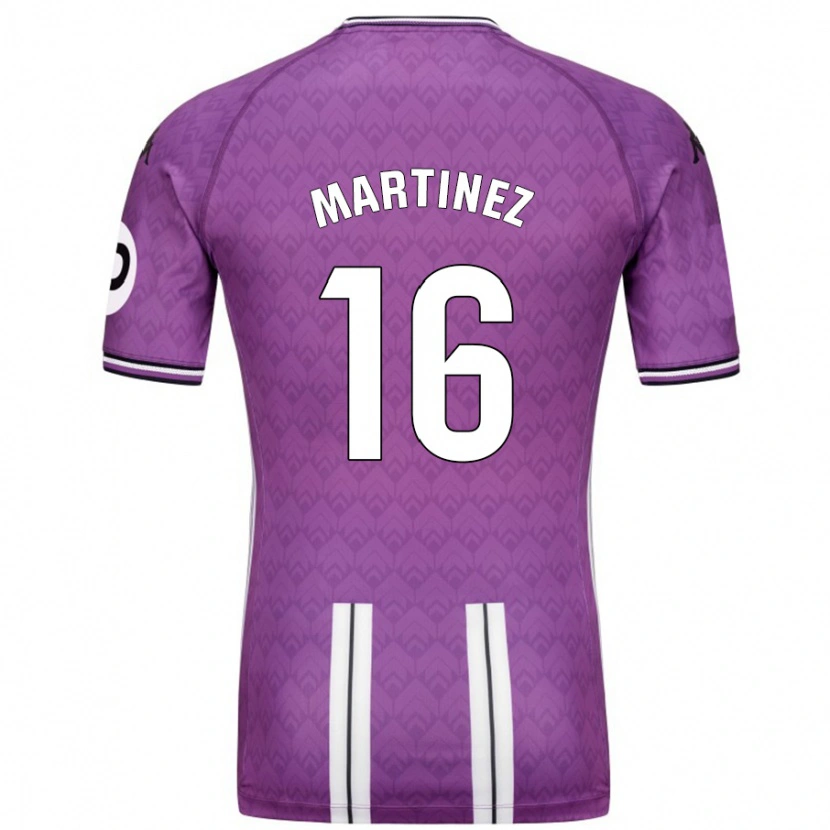 Danxen Niño Camiseta Jesús Martínez #16 Púrpura Blanco 1ª Equipación 2024/25 La Camisa