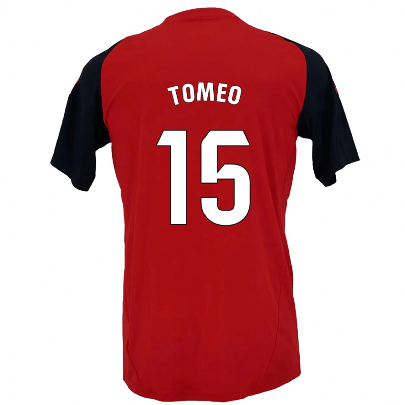 Danxen Niño Camiseta Pablo Tomeo #15 Rojo Negro 1ª Equipación 2024/25 La Camisa