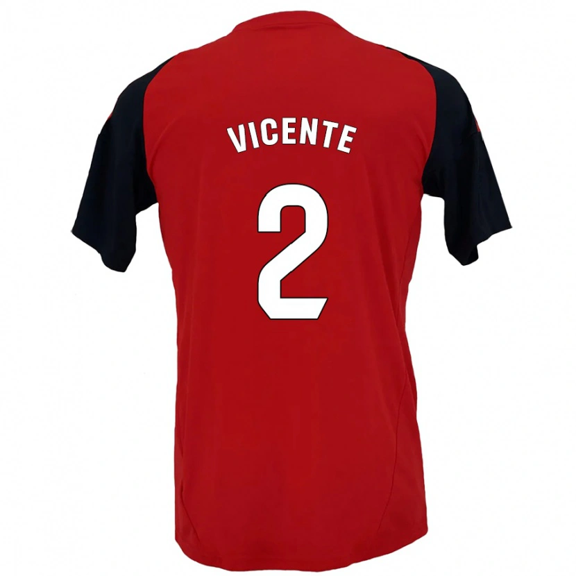 Danxen Niño Camiseta David Vicente #2 Rojo Negro 1ª Equipación 2024/25 La Camisa