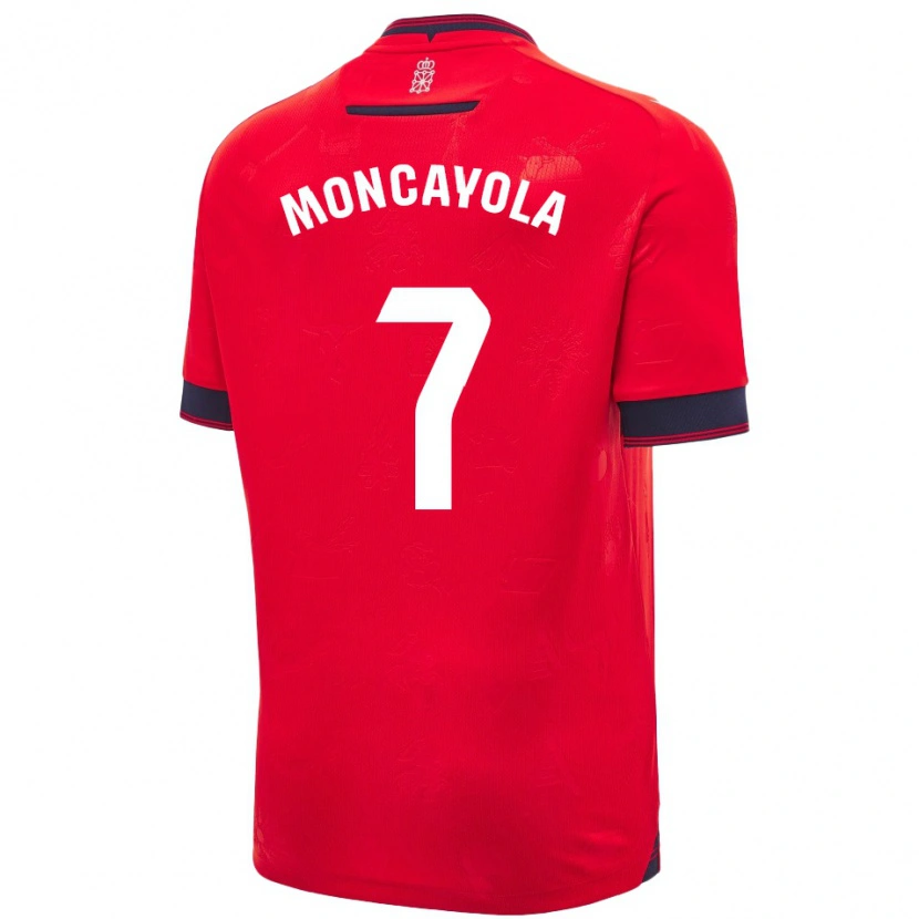 Danxen Niño Camiseta Jon Moncayola #7 Rojo Blanco 1ª Equipación 2024/25 La Camisa