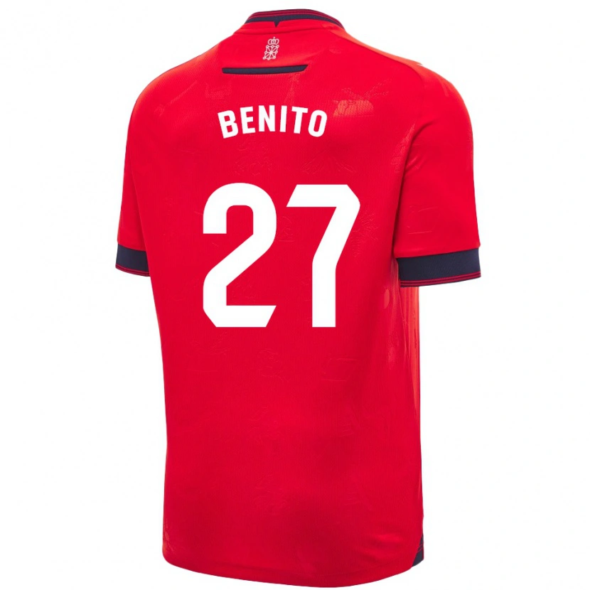 Danxen Niño Camiseta Iker Benito #27 Rojo Blanco 1ª Equipación 2024/25 La Camisa