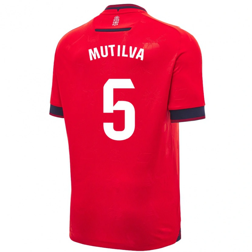 Danxen Niño Camiseta Christian Mutilva #5 Rojo Blanco 1ª Equipación 2024/25 La Camisa