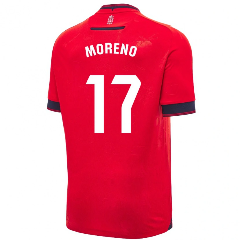 Danxen Niño Camiseta Pablo Moreno #17 Rojo Blanco 1ª Equipación 2024/25 La Camisa