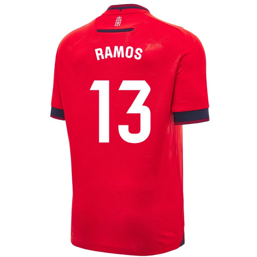 Danxen Niño Camiseta Darío Ramos #13 Rojo Blanco 1ª Equipación 2024/25 La Camisa