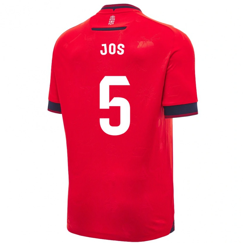 Danxen Niño Camiseta Josune Urdaniz Maurin #5 Rojo Blanco 1ª Equipación 2024/25 La Camisa