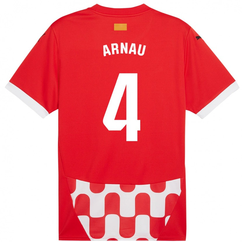 Danxen Niño Camiseta Arnau Martínez #4 Rojo Blanco 1ª Equipación 2024/25 La Camisa