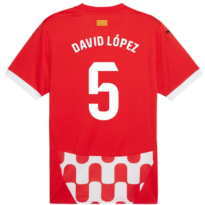 Danxen Niño Camiseta David López #5 Rojo Blanco 1ª Equipación 2024/25 La Camisa