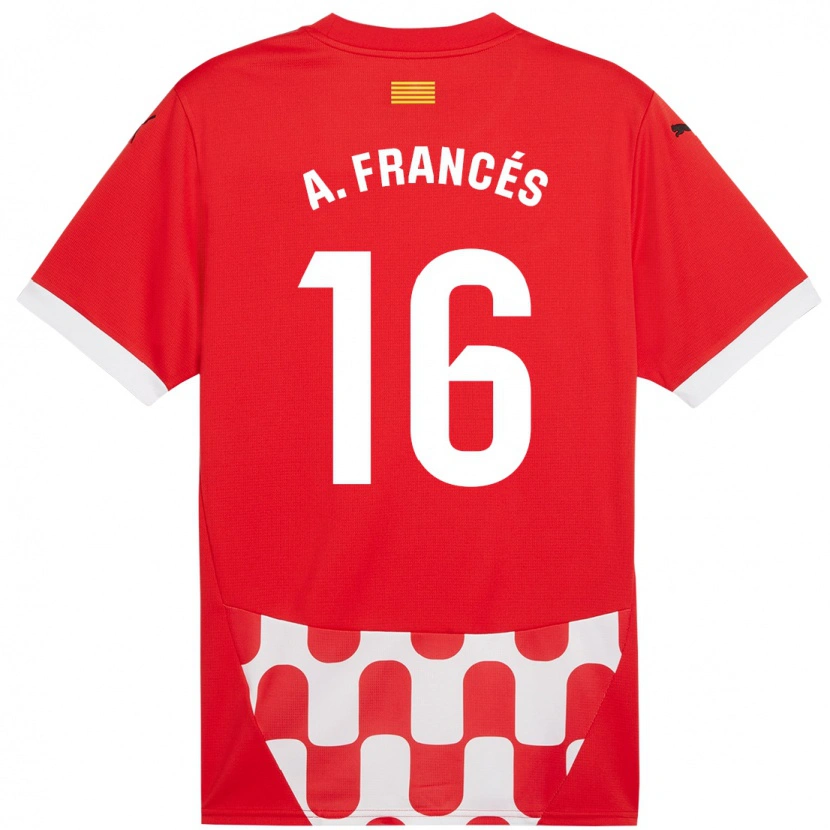 Danxen Niño Camiseta Alejandro Francés #16 Rojo Blanco 1ª Equipación 2024/25 La Camisa