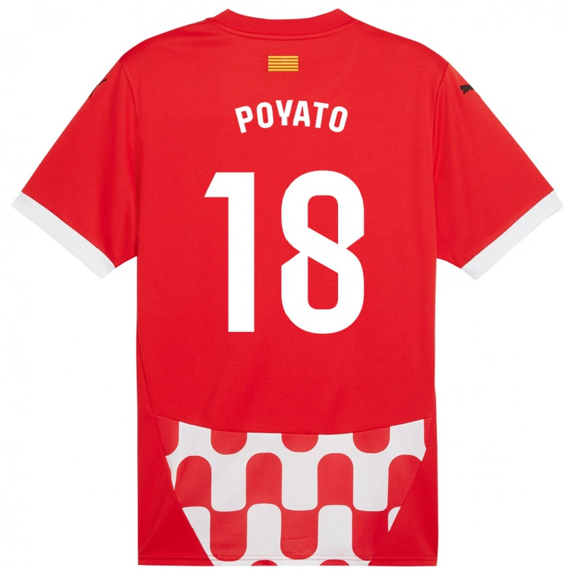 Danxen Niño Camiseta Marina Poyato #18 Rojo Blanco 1ª Equipación 2024/25 La Camisa