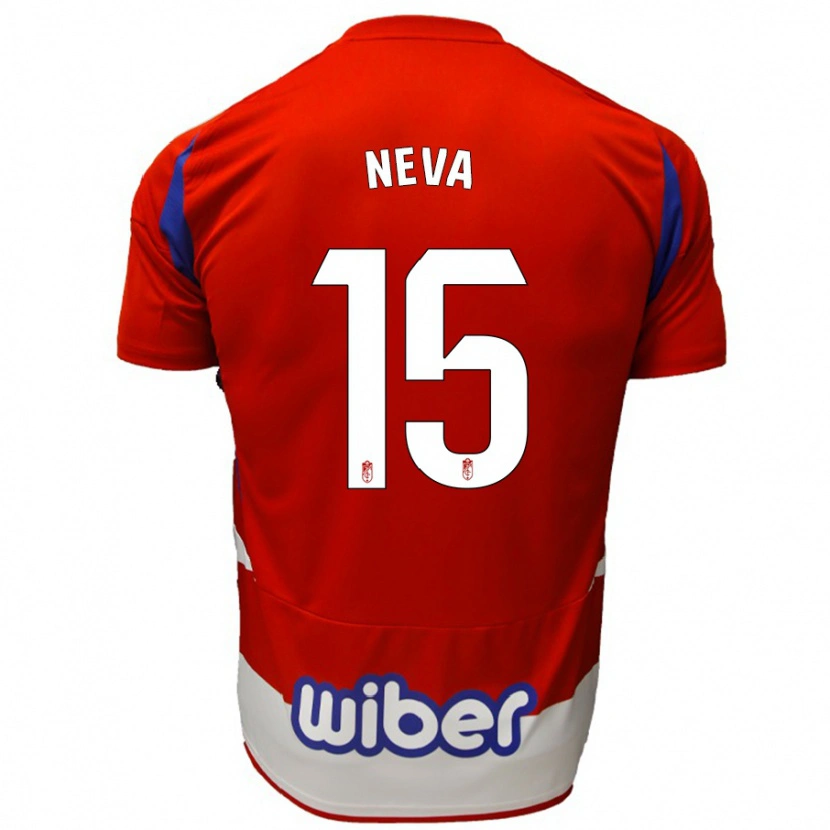 Danxen Niño Camiseta Carlos Neva #15 Rojo Blanco Azul 1ª Equipación 2024/25 La Camisa