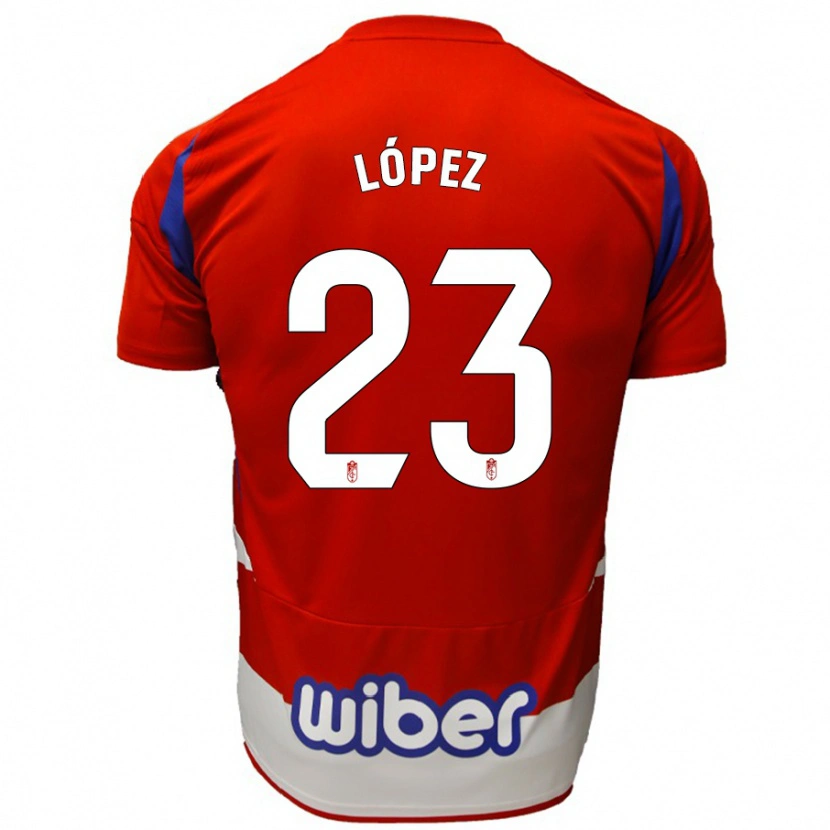 Danxen Niño Camiseta Diego López #23 Rojo Blanco Azul 1ª Equipación 2024/25 La Camisa