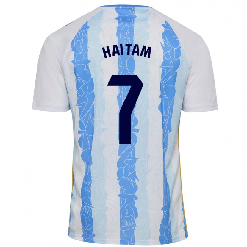 Danxen Niño Camiseta Haitam Abaida #7 Blanco Azul 1ª Equipación 2024/25 La Camisa