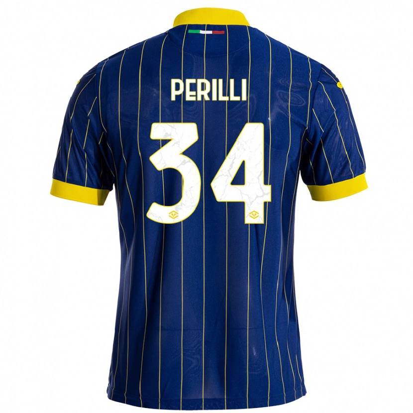 Danxen Niño Camiseta Simone Perilli #34 Azul Amarillo 1ª Equipación 2024/25 La Camisa