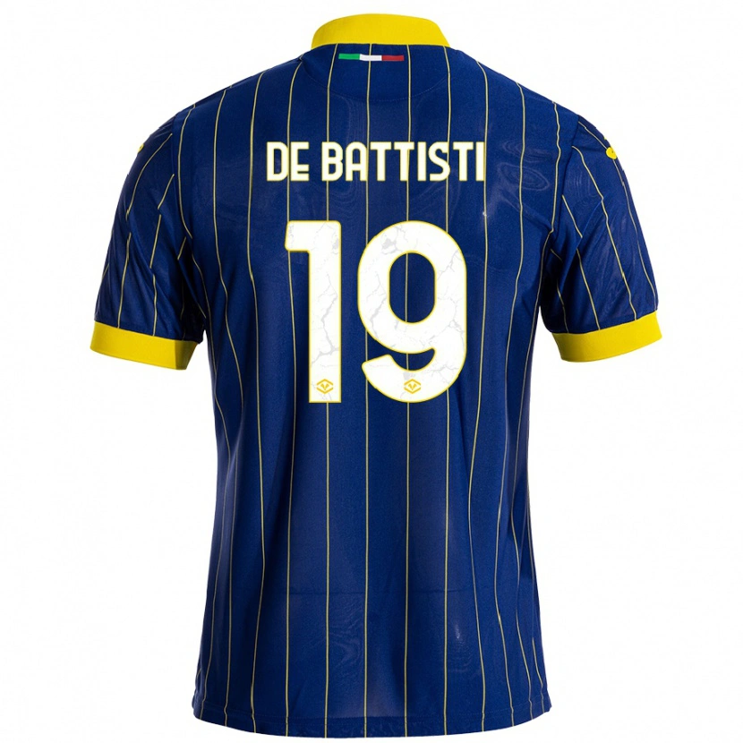 Danxen Niño Camiseta Davide De Battisti #19 Azul Amarillo 1ª Equipación 2024/25 La Camisa