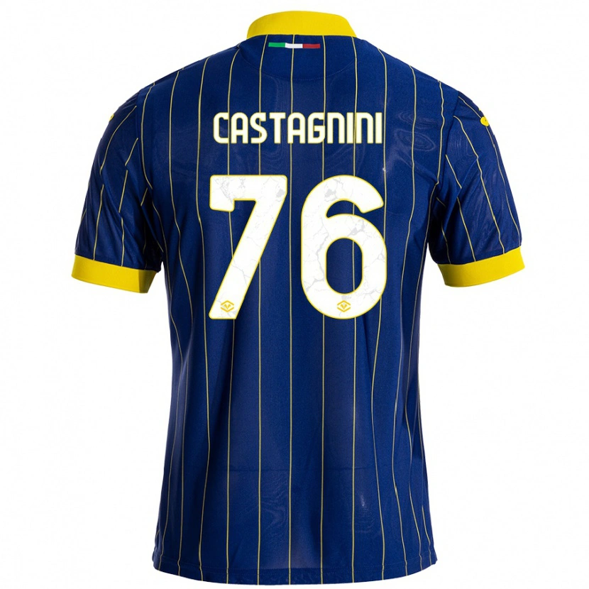 Danxen Niño Camiseta Mirko Castagnini #76 Azul Amarillo 1ª Equipación 2024/25 La Camisa