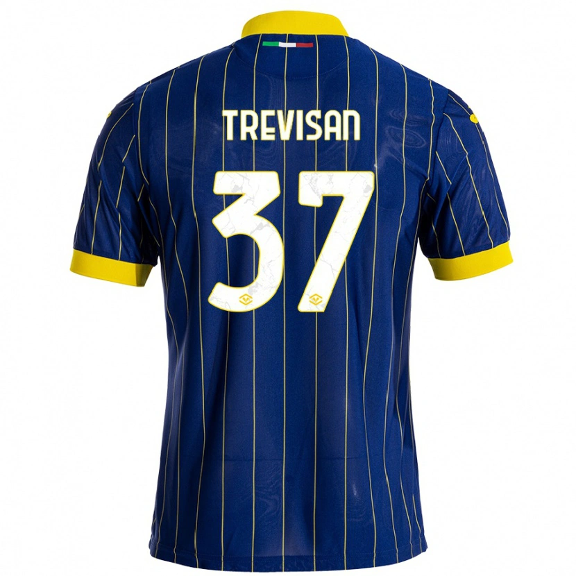 Danxen Niño Camiseta Michael Trevisan #37 Azul Amarillo 1ª Equipación 2024/25 La Camisa
