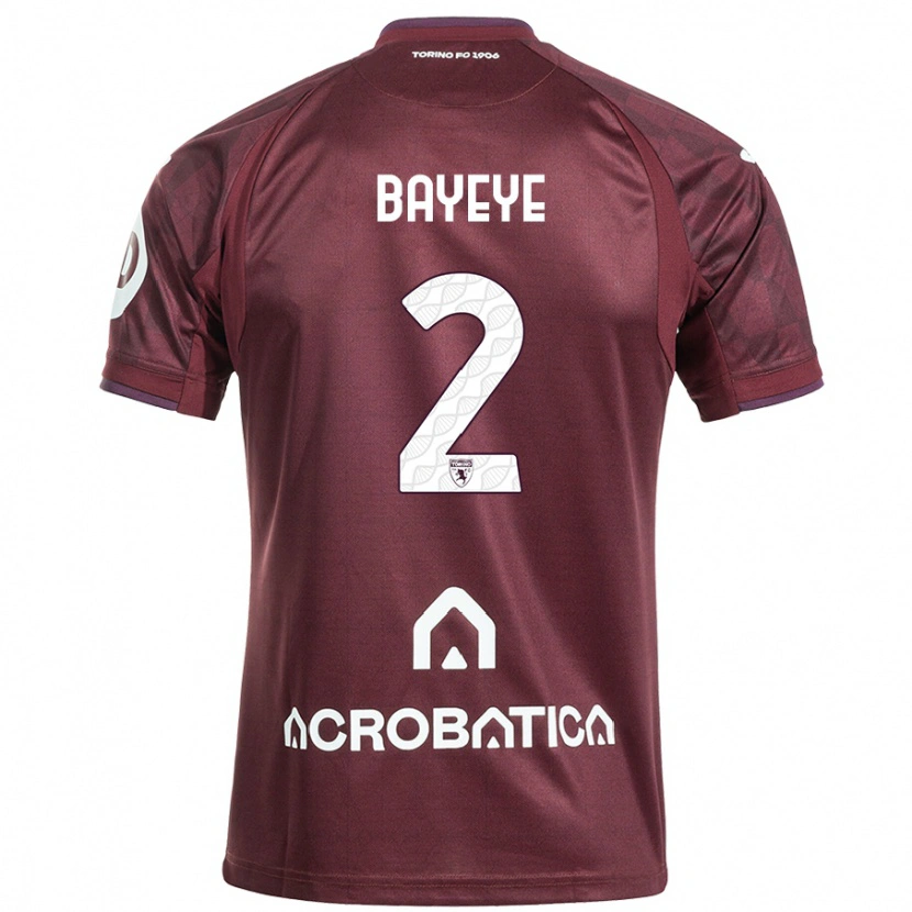 Danxen Niño Camiseta Brian Bayeye #2 Granate Blanco 1ª Equipación 2024/25 La Camisa