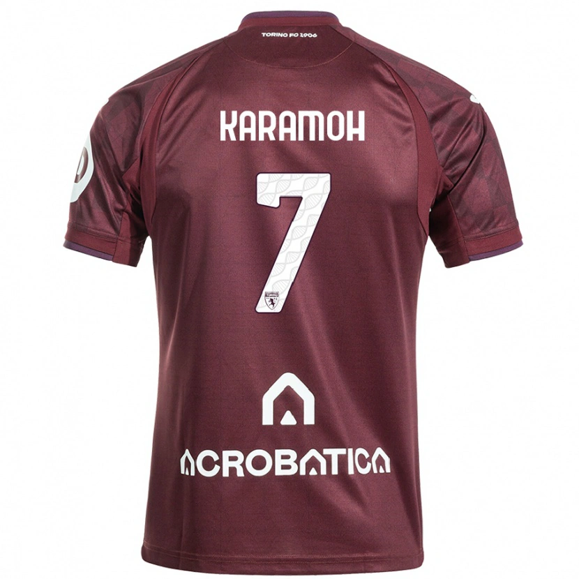 Danxen Niño Camiseta Yann Karamoh #7 Granate Blanco 1ª Equipación 2024/25 La Camisa
