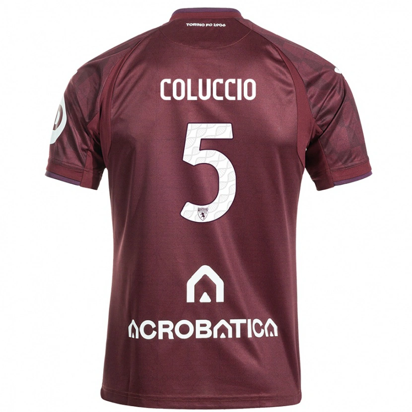 Danxen Niño Camiseta Francesca Coluccio #5 Granate Blanco 1ª Equipación 2024/25 La Camisa
