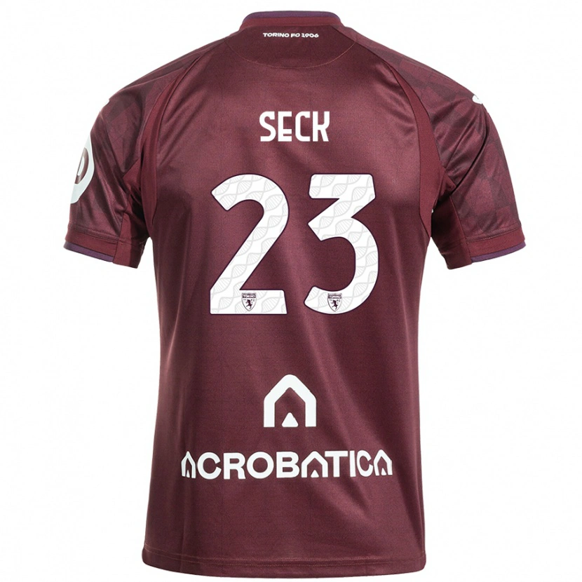 Danxen Niño Camiseta Demba Seck #23 Granate Blanco 1ª Equipación 2024/25 La Camisa