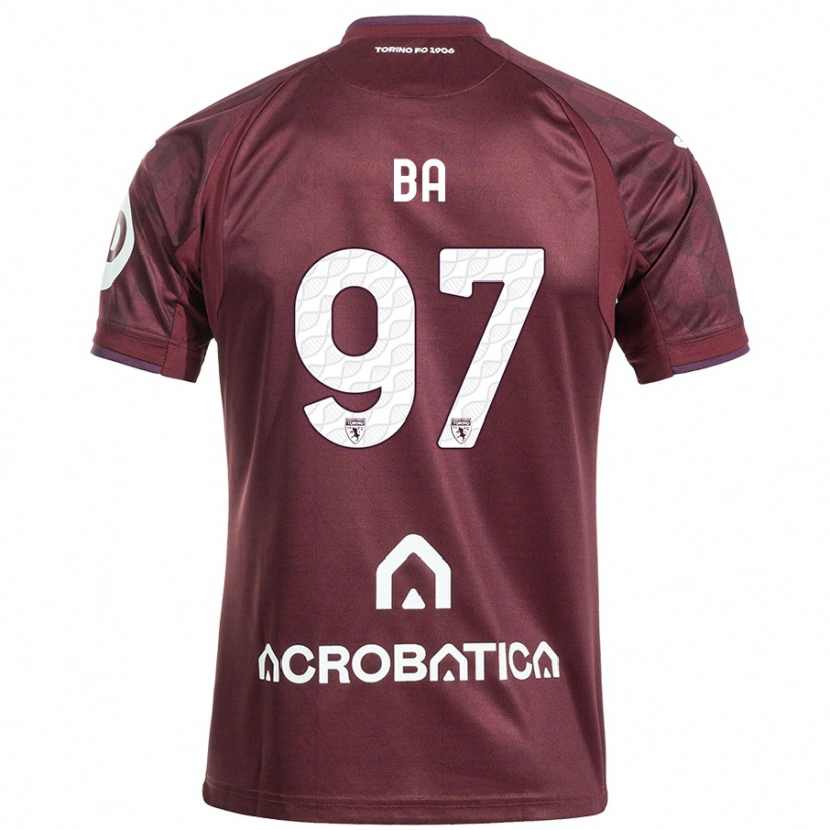 Danxen Niño Camiseta El-Hadji Ba #97 Granate Blanco 1ª Equipación 2024/25 La Camisa