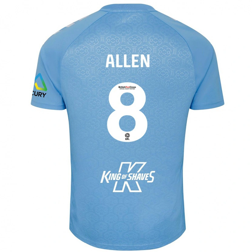 Danxen Niño Camiseta Jamie Allen #8 Azul Blanco 1ª Equipación 2024/25 La Camisa