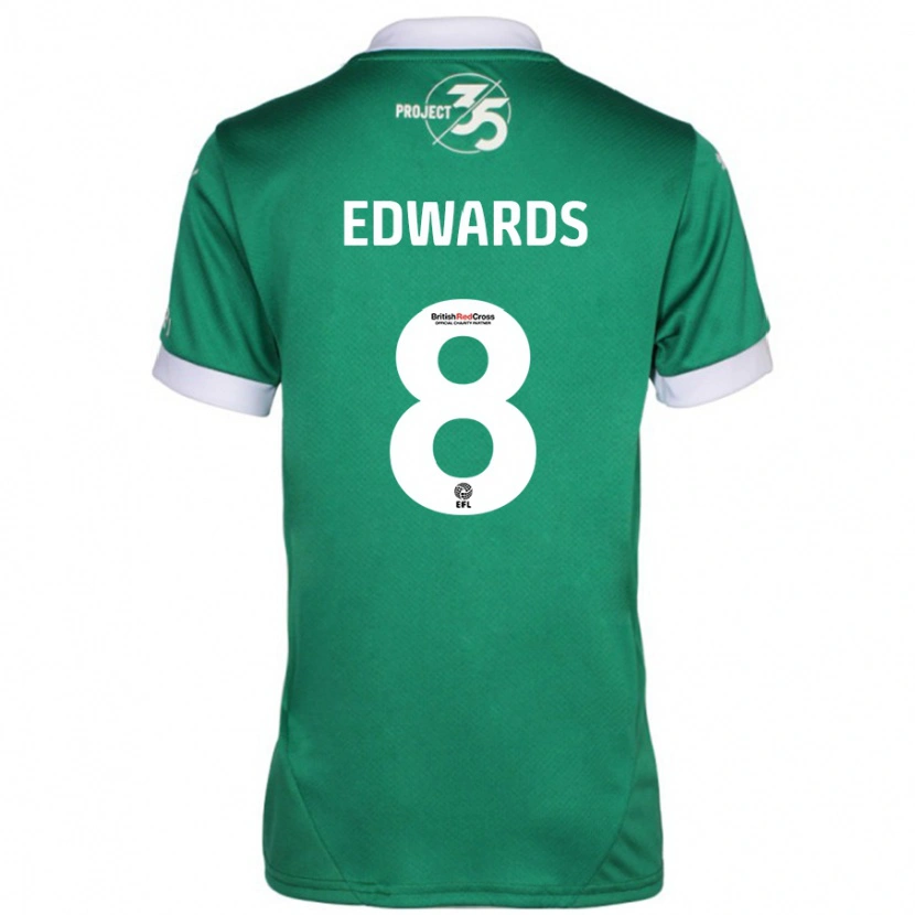 Danxen Niño Camiseta Joe Edwards #8 Verde Blanco 1ª Equipación 2024/25 La Camisa