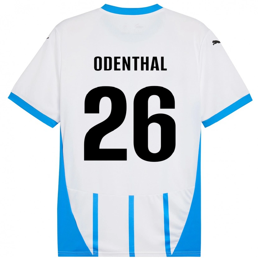 Danxen Niño Camiseta Cas Odenthal #26 Blanco Azul 2ª Equipación 2024/25 La Camisa