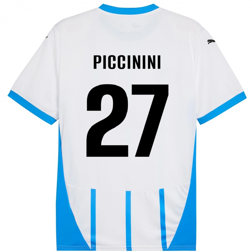 Danxen Niño Camiseta Stefano Piccinini #27 Blanco Azul 2ª Equipación 2024/25 La Camisa