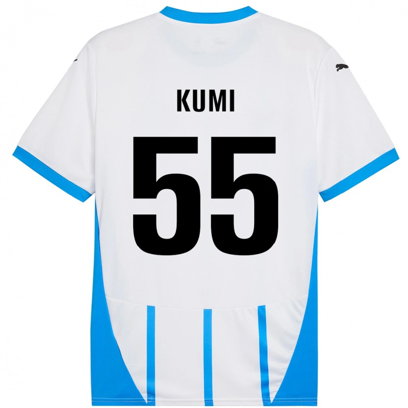 Danxen Niño Camiseta Justin Kumi #55 Blanco Azul 2ª Equipación 2024/25 La Camisa