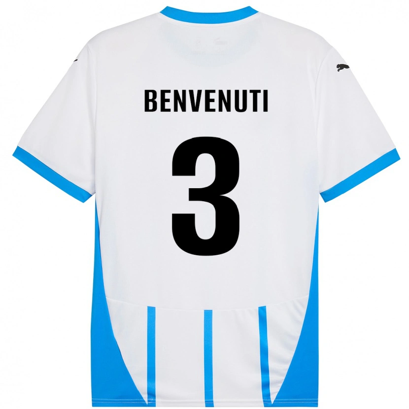 Danxen Niño Camiseta Tommaso Benvenuti #3 Blanco Azul 2ª Equipación 2024/25 La Camisa